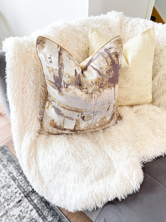 Dark pink, Beige & Gold Luxury Cushion Cover