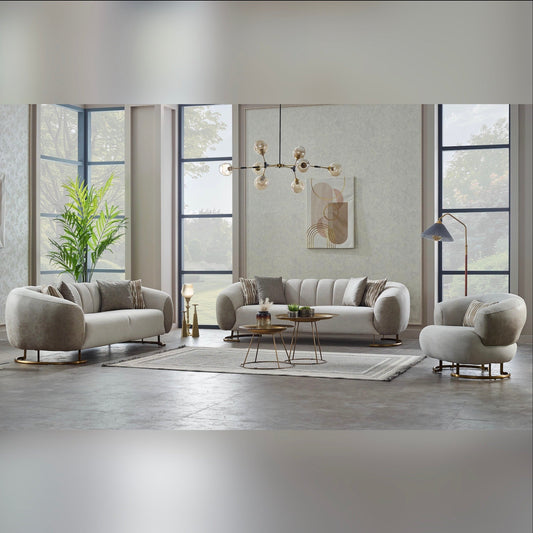 Turkish Palmera Sofa - White & Beige