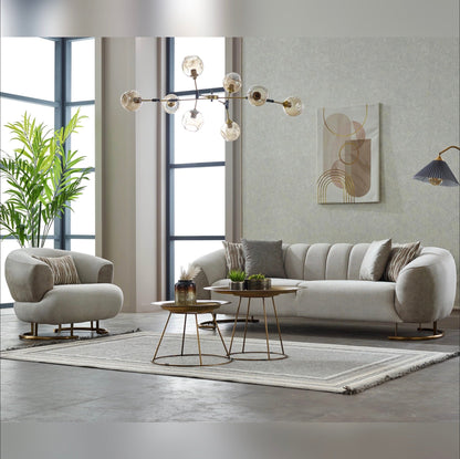 Turkish Palmera Sofa - White & Beige