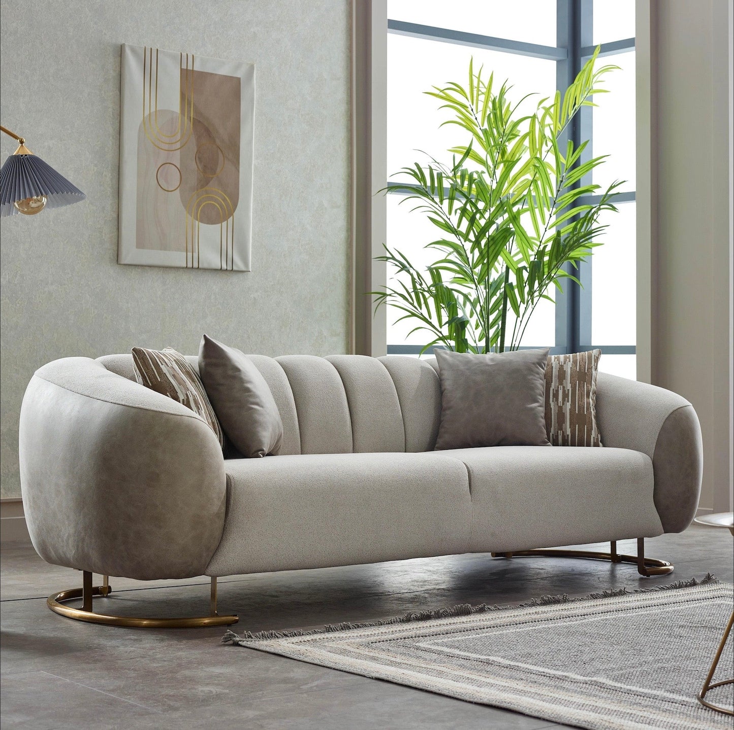 Turkish Palmera Sofa - White & Beige