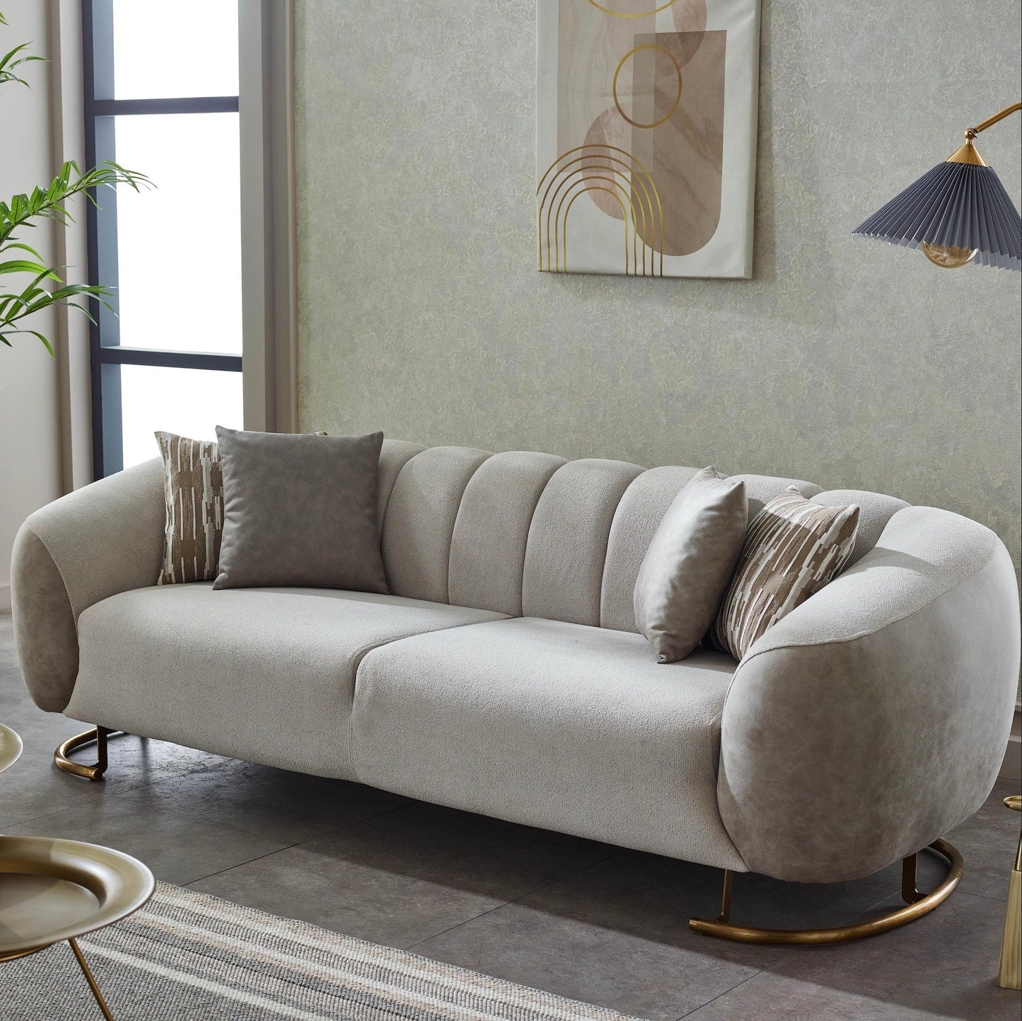 Turkish Palmera Sofa - White & Beige
