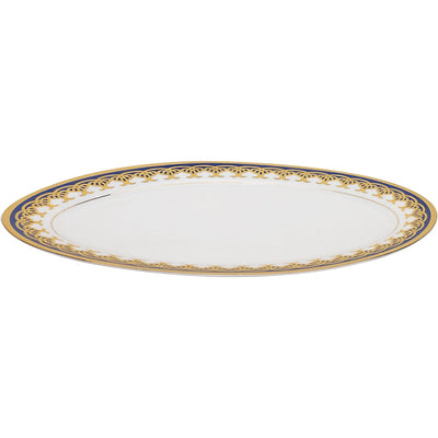 Lorren Home Trends Gold and Blue Accent 57-piece Porcelain Dinnerware Set