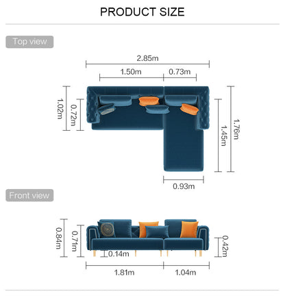 Cosmic Sectional Sofa Dark Blue - Right Chaise