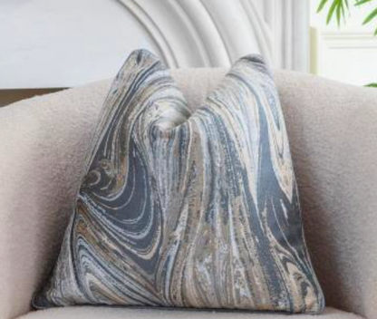 Cloudy Grey and Gold Jacquard Luxury Cushion Cover