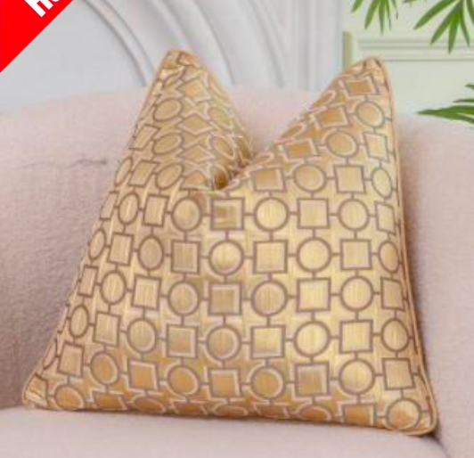 Geometric Gold Jacquard Luxury Cushion Cover