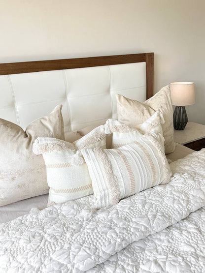 Rectangle Cream and White Bohemian Style Cushion
