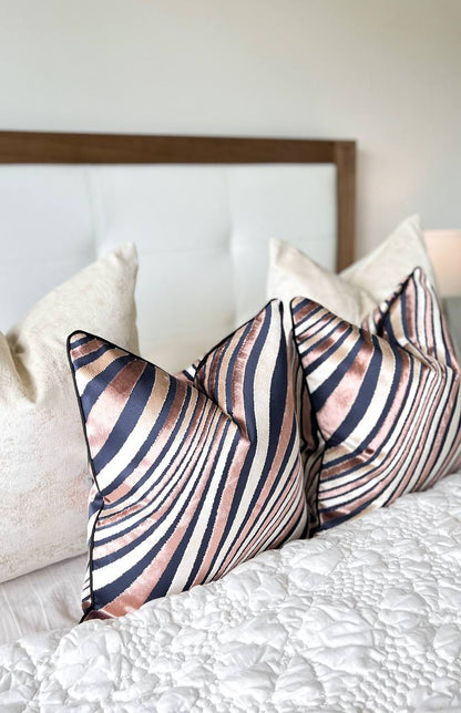 Navy and Champagne Luxury Cushion Cover