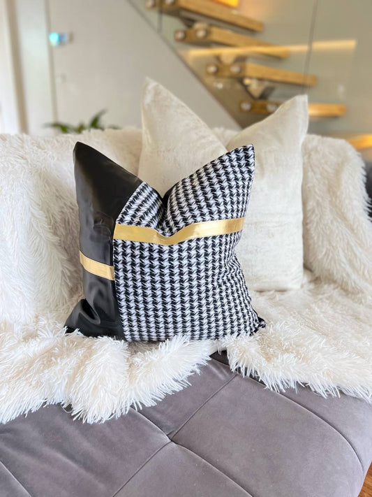 Black and White Checkered Luxury Cushion Cover