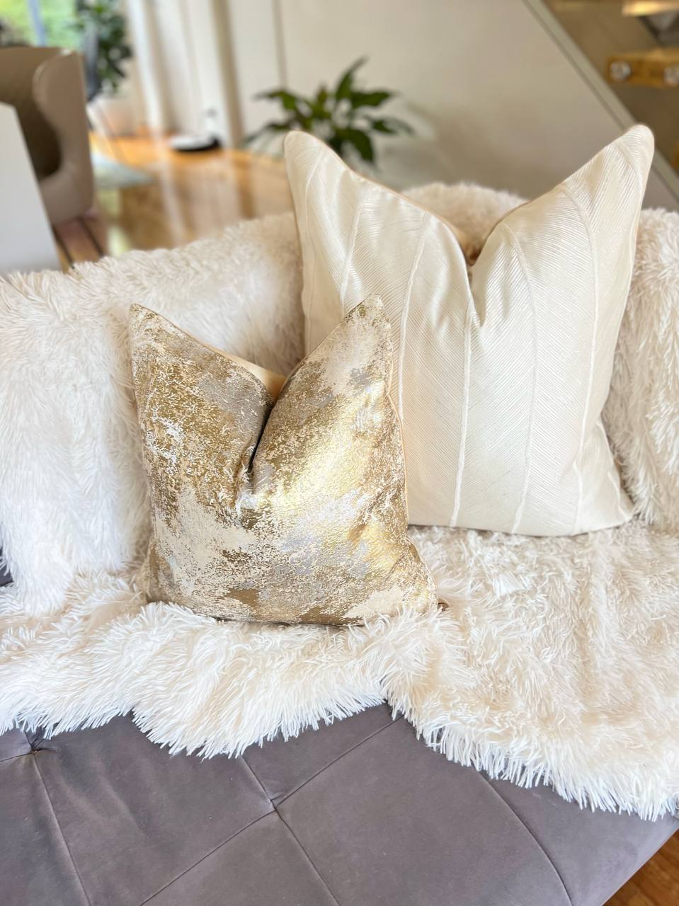 Striped Champagne Luxury Cushion Cover