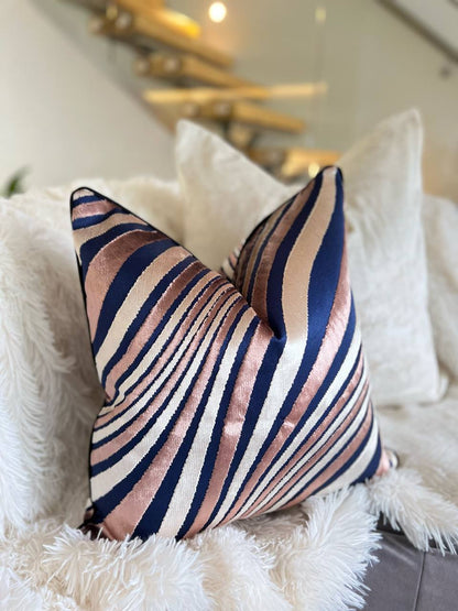 Navy and Champagne Luxury Cushion Cover