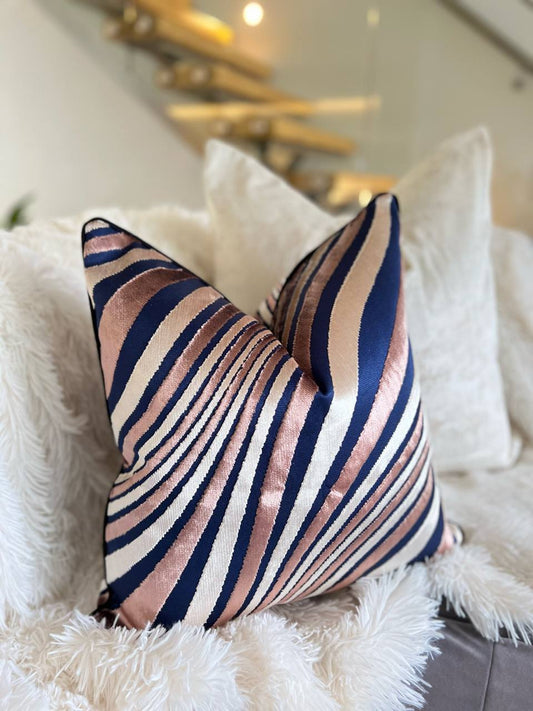Navy and Champagne Luxury Cushion Cover