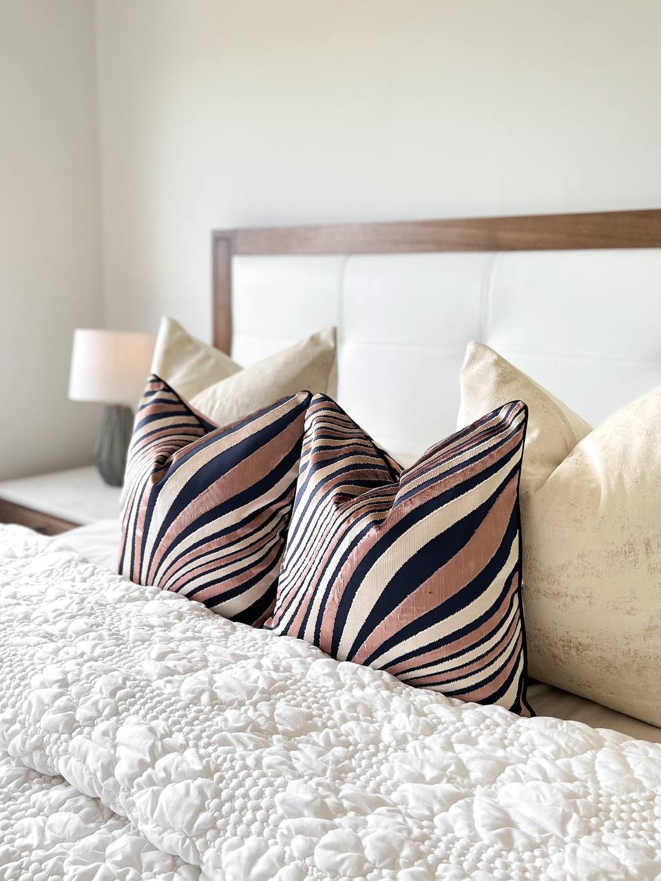 Navy and Champagne Luxury Cushion Cover