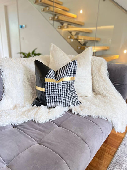 Black and White Checkered Luxury Cushion Cover