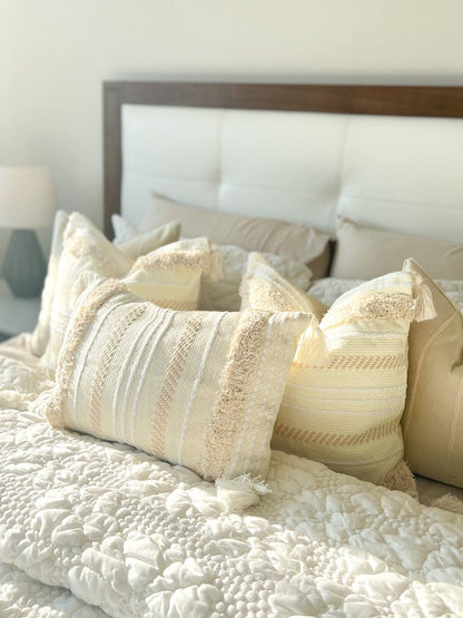 Cream and White Bohemian Style Cushion