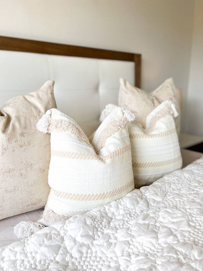 Cream and White Bohemian Style Cushion