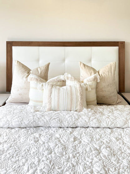 Rectangle Cream and White Bohemian Style Cushion