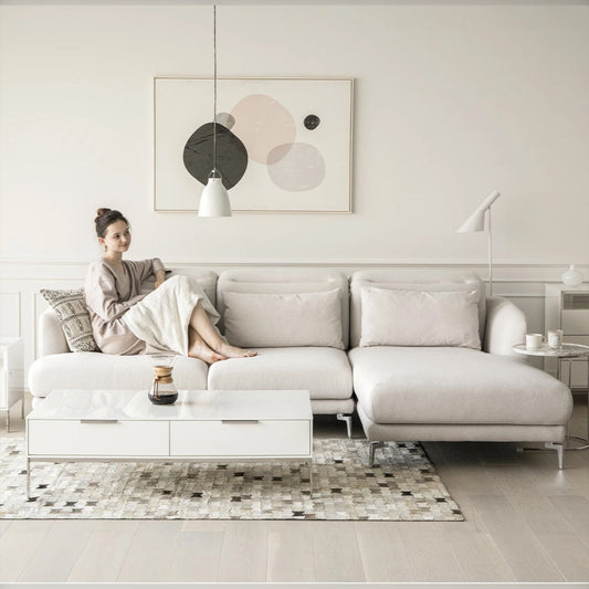 Noa Sectional Sofa Left Chaise - White
