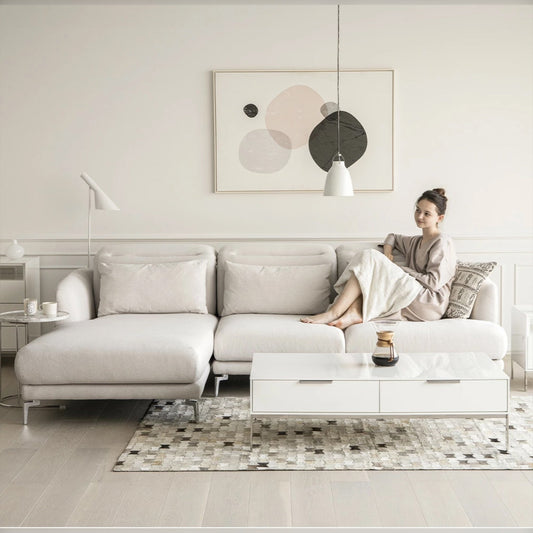 Noa Sectional Sofa Right Chaise - White